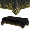 Ubrus na stůl 272x137 cm voděodolný SPRINGOS PS0049 černý se zlatými tečkami