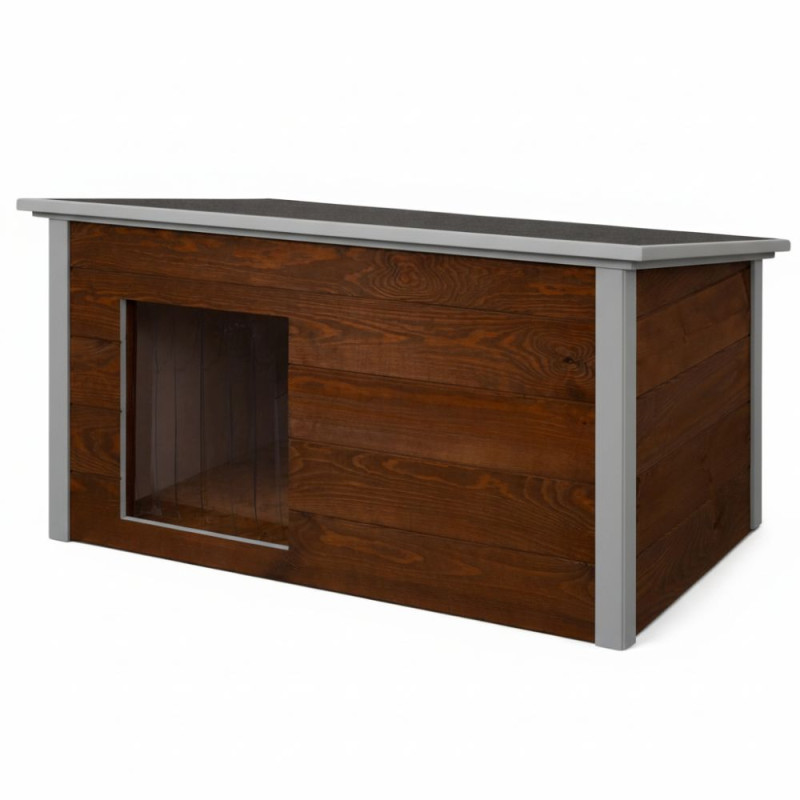 Zateplená bouda pro psa XL 106x72x67 cm DECHLAND BP06 hnědo-šedá