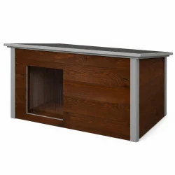 Zateplená bouda pro psa XL 106x72x67 cm DECHLAND BP06 hnědo-šedá