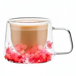 Skleněný hrnek na kávu s květinami 180 ml SPRINGOS HA7573