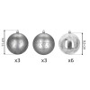 Vánoční baňky stříbrné mix - 9,5cm, sada 12ks