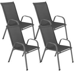 Set 4x Zahradní židle SPRINGOS GF0118 tmavě šedé