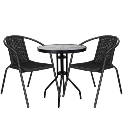 Zahradní set ratanového nábytku SPRINGOS BISTRO 2 černý