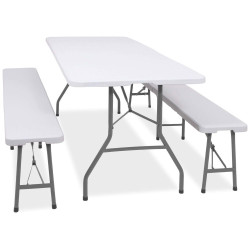Pivní set pro 8 osob 180x74 cm SPRINGOS GF0099 bílý