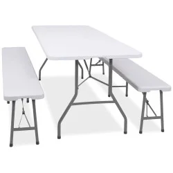 Pivní set pro 8 osob 180x74 cm SPRINGOS GF0099 bílý