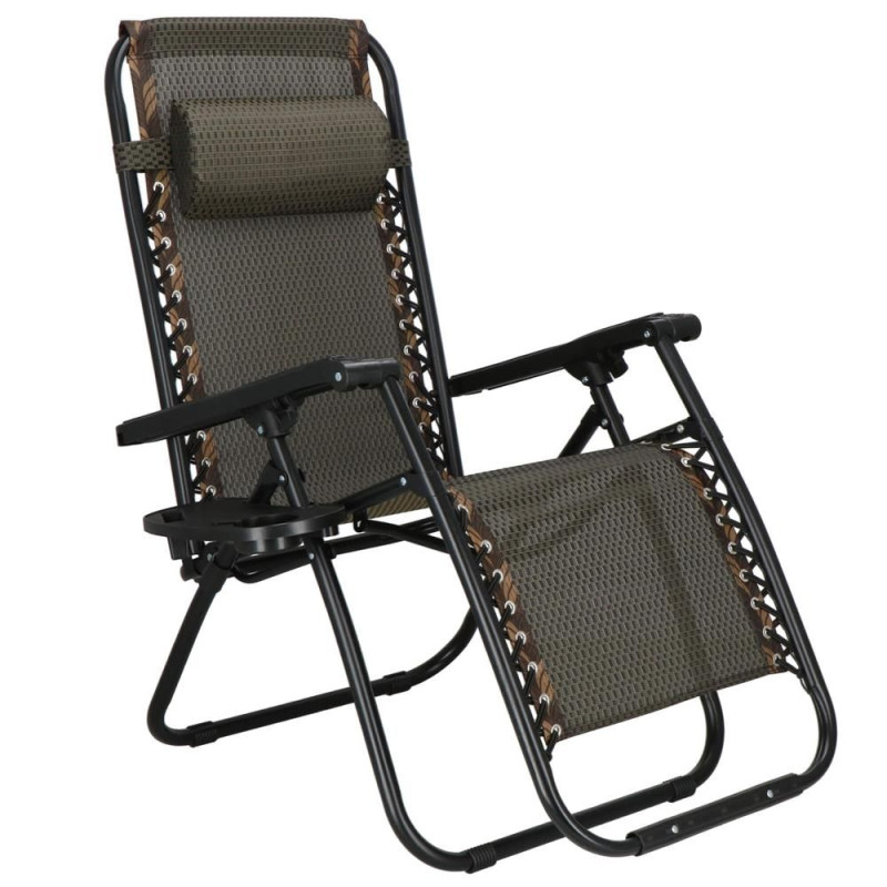 Zahradní polohovací křeslo SPRINGOS ZERO GRAVITY hnědé