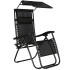 Zahradní polohovací křeslo se stříškou SPRINGOS ZERO GRAVITY černé