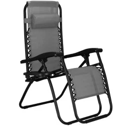 Zahradní polohovací křeslo SPRINGOS ZERO GRAVITY světle šedé