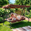 Zahradní houpačka 4-místná, hnědá SPRINGOS FLORIDA