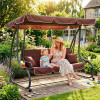 Zahradní houpačka 4-místná, hnědá SPRINGOS FLORIDA
