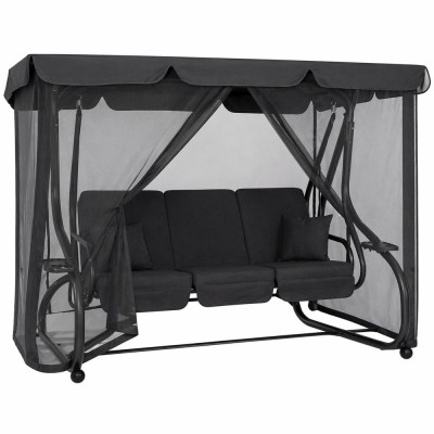 Zahradní houpačka SPRINGOS BOHEMA 3-místná, tmavě šedá