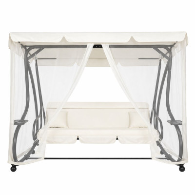 Zahradní houpačka SPRINGOS BOHEMA 4-místná, krémová