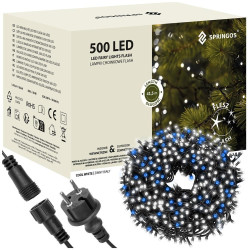 LED světelný řetěz - 41,5m, 500LED, IP44, studená bílá + záblesky