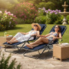 Zahradní polohovací křeslo SPRINGOS RELAX tmavě modré
