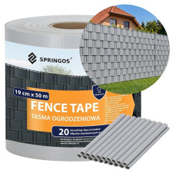 Plotová páska 19cm x 50m + spony SPRINGOS FN0010 světle šedá