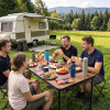 Turistická sada kempingový stolek + židle SPRINGOS CS0180 černo-hnědá