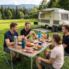 Turistická sada kempingový stolek + židle SPRINGOS CS0178 stříbrno-hnědá