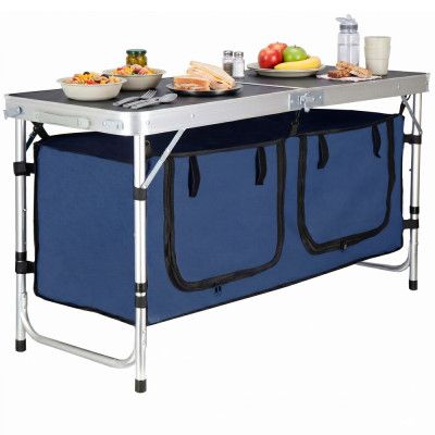 Kempingová kuchyňka se skříňkami 120x47cm SPRINGOS CS0179 modrá