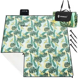 Pikniková deka 200x200 SPRINGOS PM052 zelená s listy