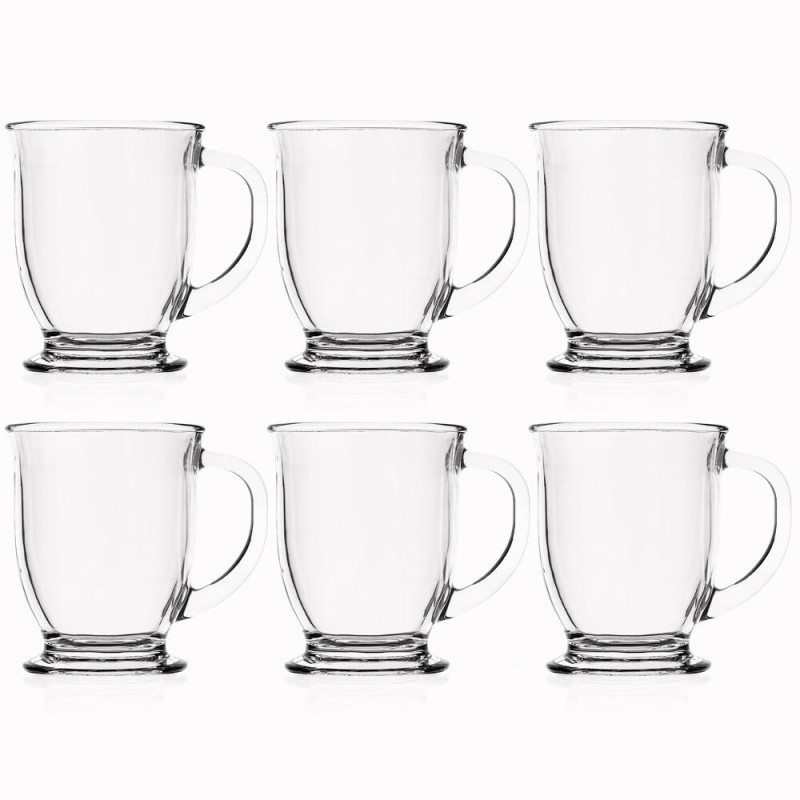 Skleněné hrnky na kávu 400 ml 6ks SPRINGOS KI0186 čiré