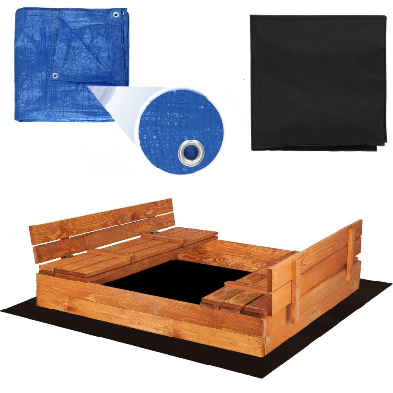 Dětské pískoviště s krytem 150x150 cm DECHLAND Smart 150SET hnědé