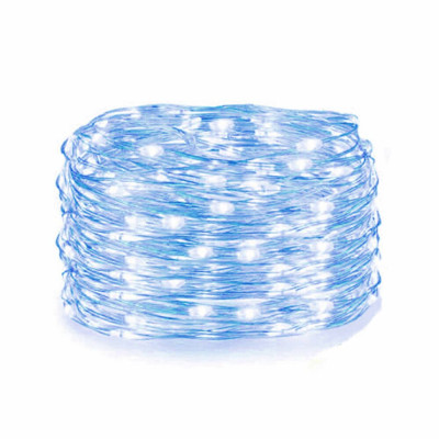 LED řetěz Nano - 5m, 50LED, 2xAA, modrá