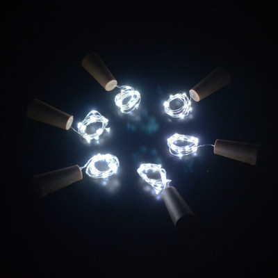 LED řetěz Nano se špuntem - 2m, 20LED, 3xLR44, studená bílá
