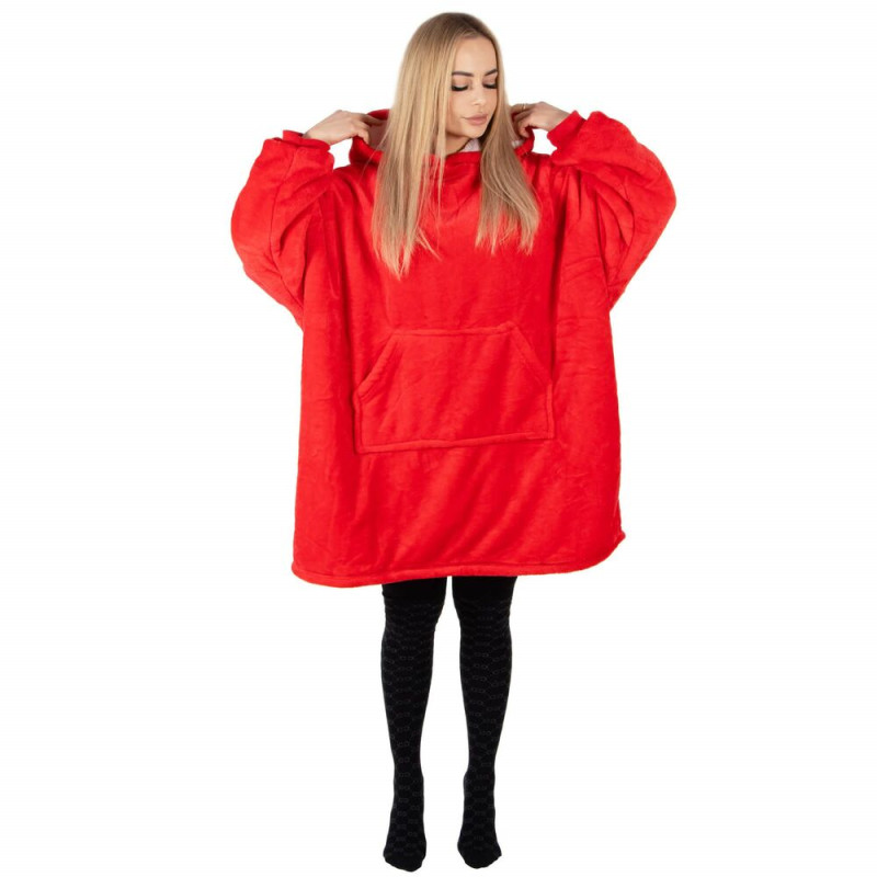 Mikinová deka oversize s kapucí SPRINGOS HA7321 červená
