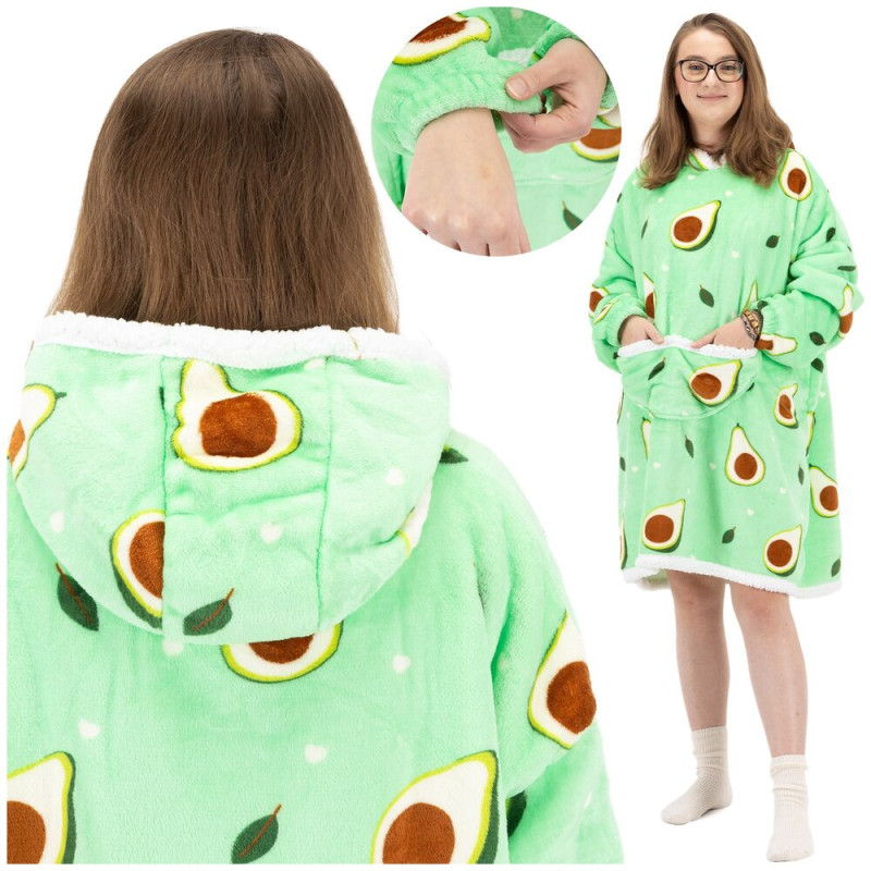 Mikinová deka Oversize s kapucí SPRINGOS HA7571 zelená