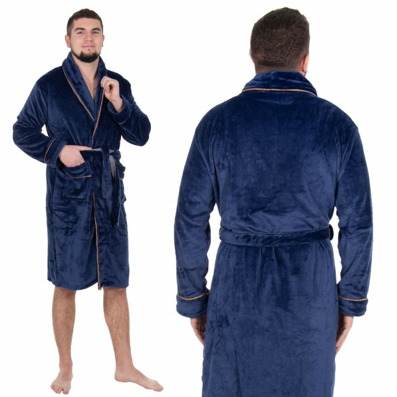 Pánský župan vel. L/XL SPRINGOS Royal HA7385 tmavě modrý
