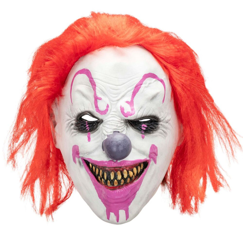 Maska klauna na Halloween s vlasy SPRINGOS HA7600 bílo-červená