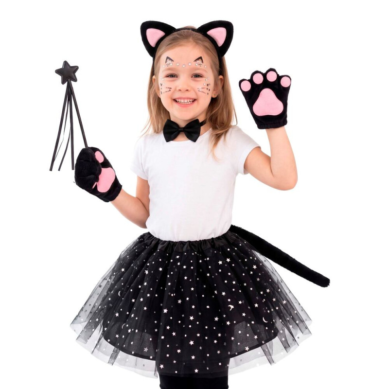 Dívčí halloweenský kostým kočky 7dílný SPRINGOS HA7595 černý