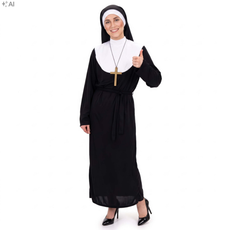 Halloweenský kostým jeptišky vel. M SPRINGOS HA7602 černý