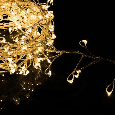 LED řetěz Nano Ježek - 3m, 100LED, 3xAA, teplá bílá