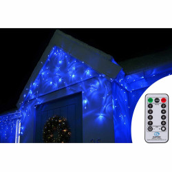 LED krápníky - 14,5m, 300LED, 8 funkcí, ovladač, IP44, modrá
