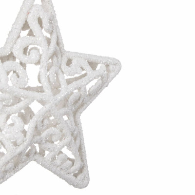 Vánoční ozdoby - Hvězdy se třpytkami bílé,  8cm, sada 2ks