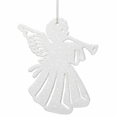 Vánoční ozdoby - Andělé s trumpetou bílí, 11cm, sada 6ks