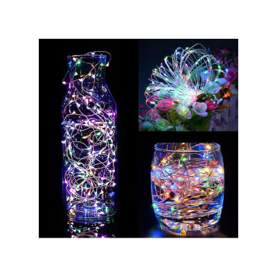 LED řetěz Nano - 5m, 50LED, 2xAA, multicolor