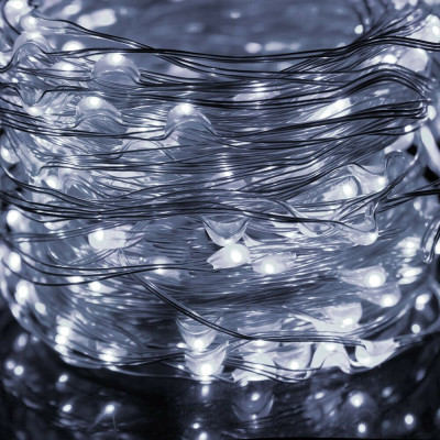 LED řetěz Nano - 10m, 100LED, 8 funkcí, IP44, studená bílá