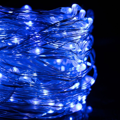 LED řetěz Nano - 20m, 200LED, 8 funkcí, IP44, modrá
