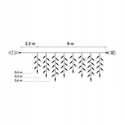 LED krápníky - 10,5m, 200LED, 8-funkcí, IP44, teplá bílá