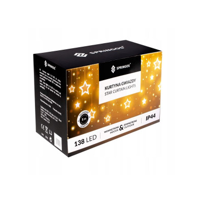 LED světelný závěs Hvězdy - 2x0,9m, 138LED, 8 funkcí, IP44, studená bílá