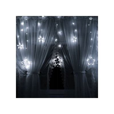 LED světelný závěs Hvězdy - 2x0,9m, 138LED, 8 funkcí, IP44, studená bílá