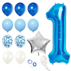Sada narozeninových balónků 1, modré SPRINGOS PS0022