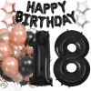 Sada narozeninových balónků 18, černo-růžové SPRINGOS PS0025