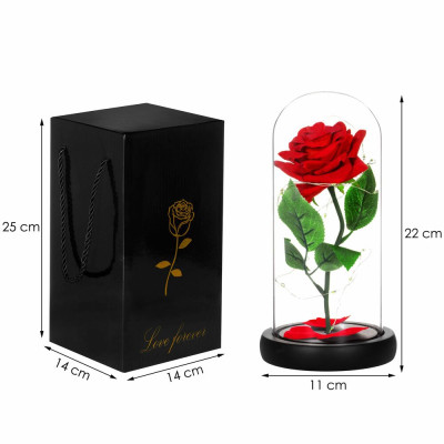 Věčná růže ve skle s led osvětlením SPRINGOS HA5156