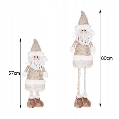 Vánoční Santa Claus nastavitelný 57-80 cm, béžovo-hnědý