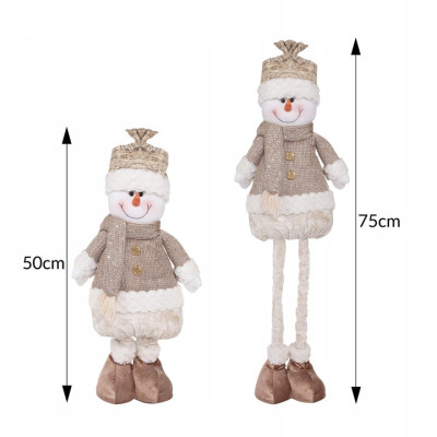 Vánoční sněhulák nastavitelný 50-75 cm, béžovo-hnědý