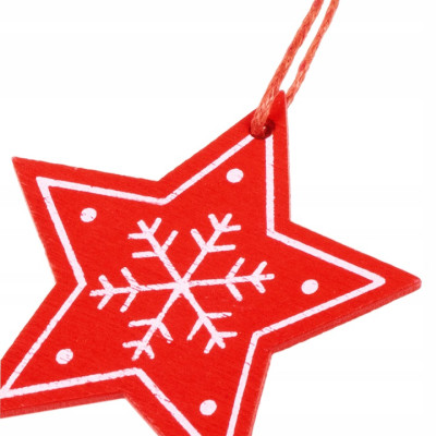 Vánoční ozdoby - Hvězdy s vločkami, sada 3ks