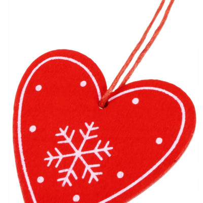 Vánoční ozdoby - Srdce s vločkami, sada 3ks